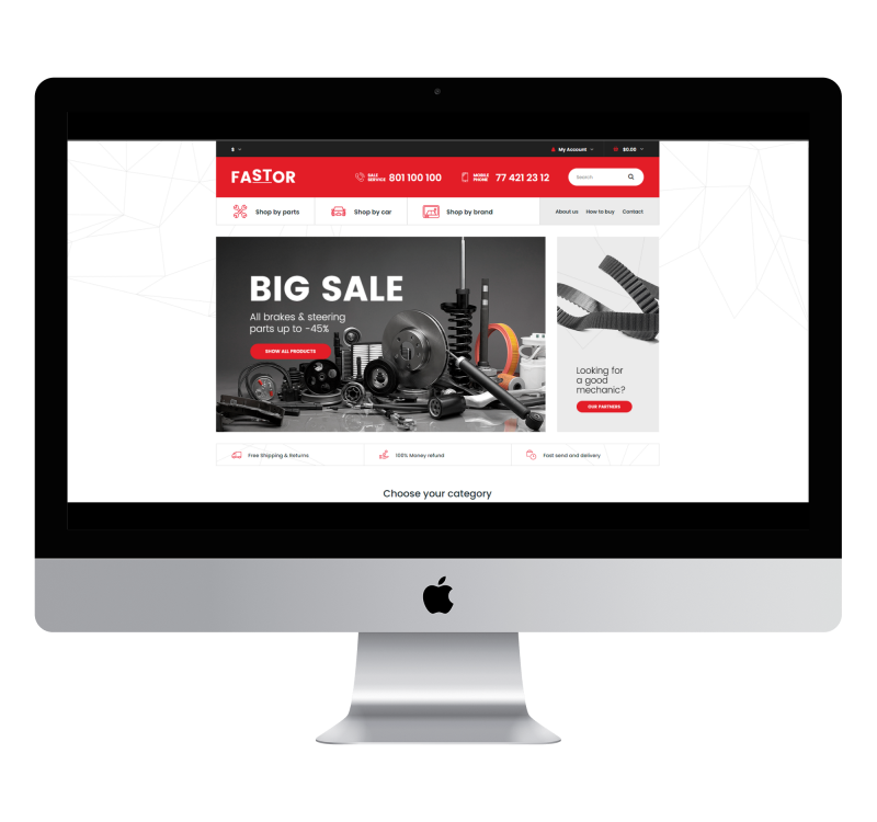 Opencart Fastor Vehicle Parts Sales Theme v2