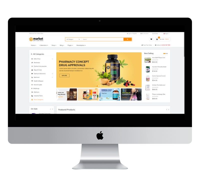 Opencart eMarket Medikal Tema