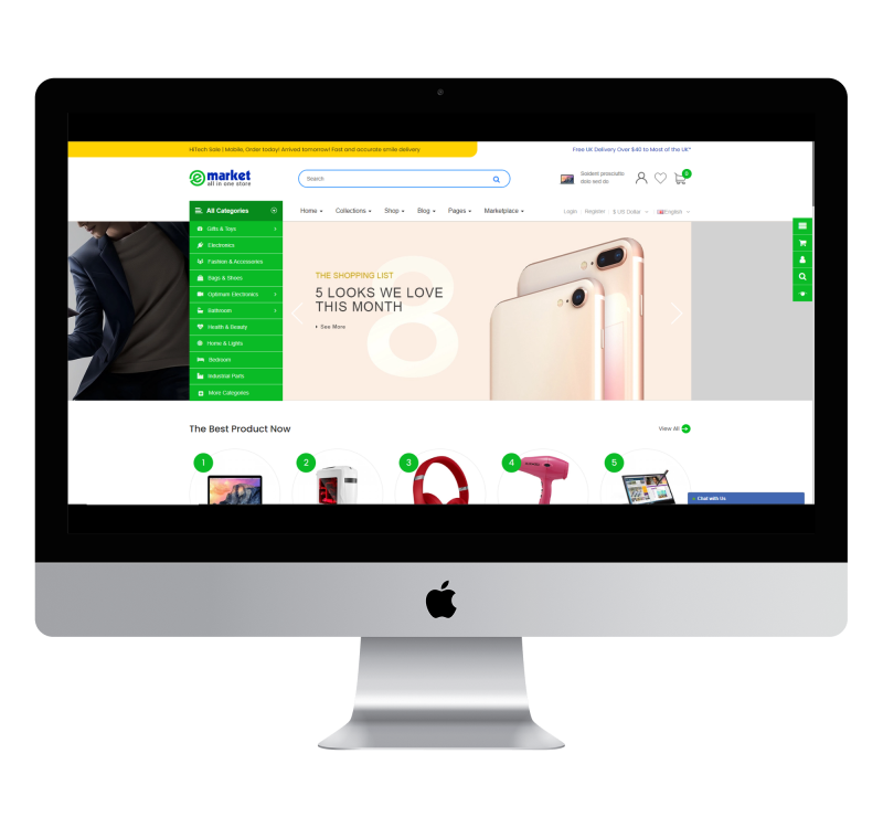 Opencart eMarket Elektronik & Digital Theme v9