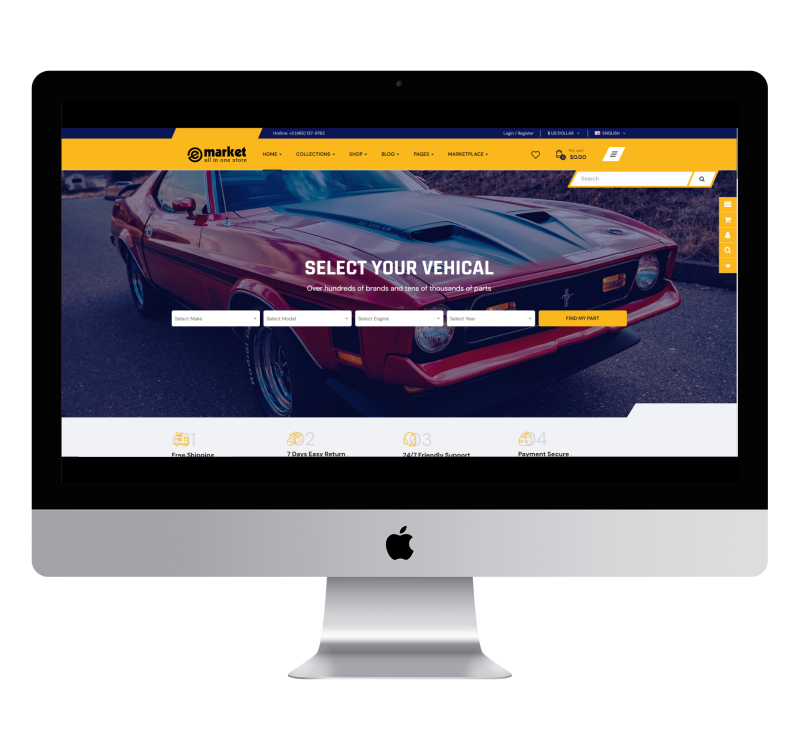 Opencart eMarket Car Parts Theme