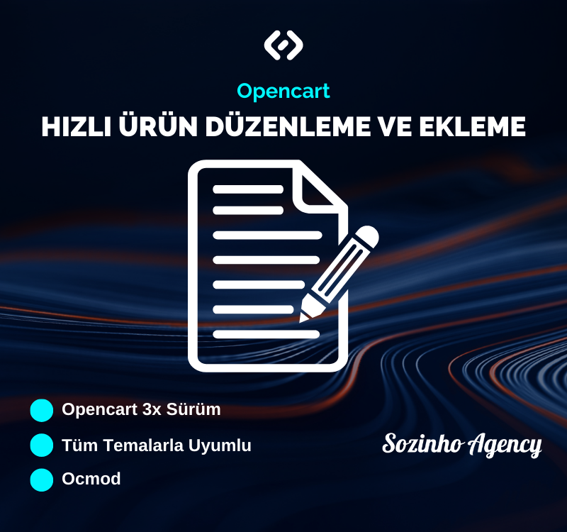 Opencart Hızlı Ürün Düzenleme ve Ekleme